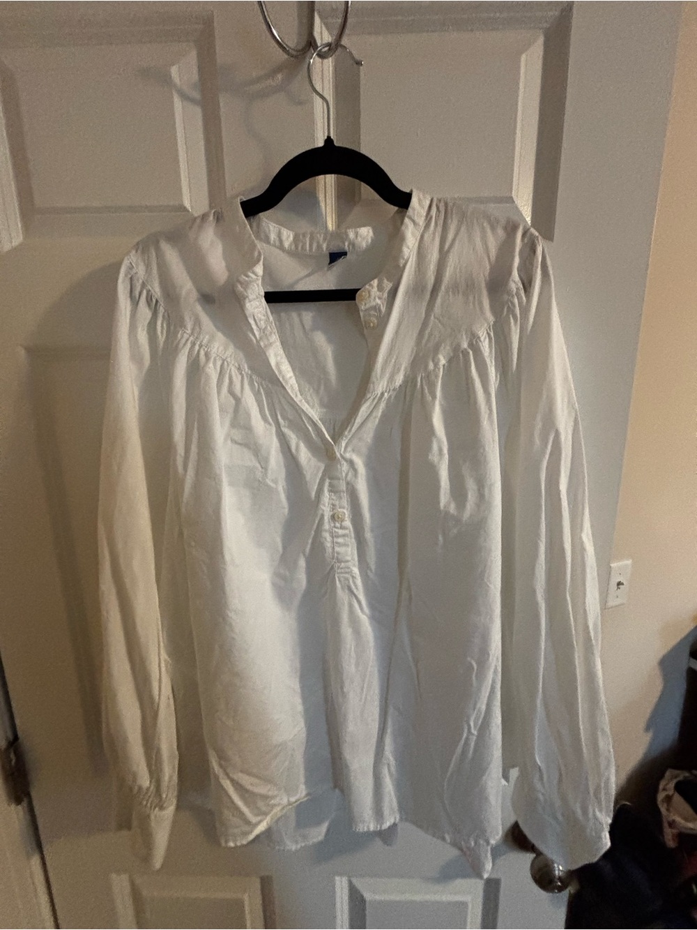 Old Navy White Button-Down Peasant Blouse
